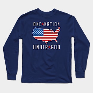 One Nation Under God United States USA Flag Long Sleeve T-Shirt